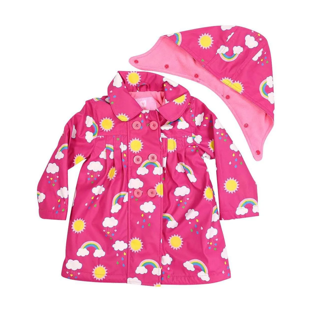 Fleece Lined Rainbow Raincoat Pink