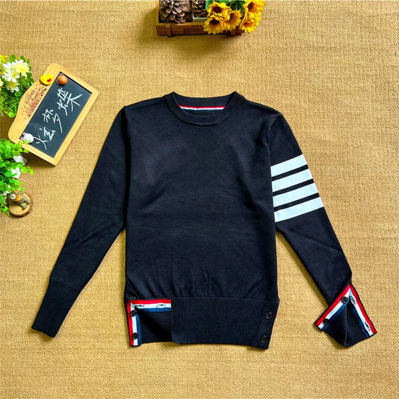 GBOLSOS Four bars striped men and women couple jacket spring and autumn TB loose and versatile early autumn college style large size knitted cardigan