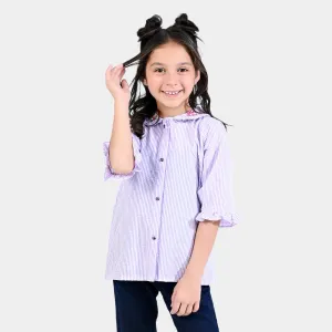 Girls Poly Cotton EMB Top Floral Fantasy-Lavender