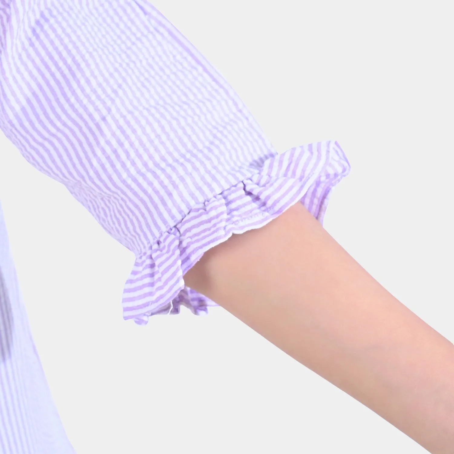Girls Poly Cotton EMB Top Floral Fantasy-Lavender