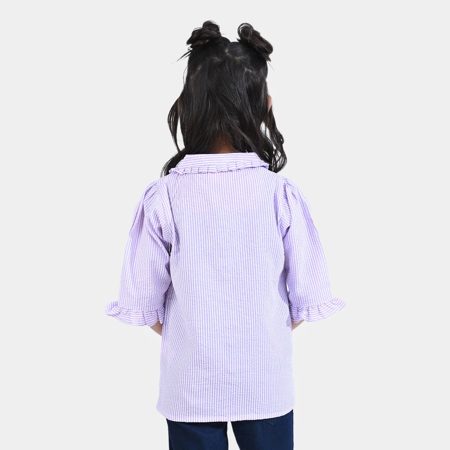 Girls Poly Cotton EMB Top Floral Fantasy-Lavender