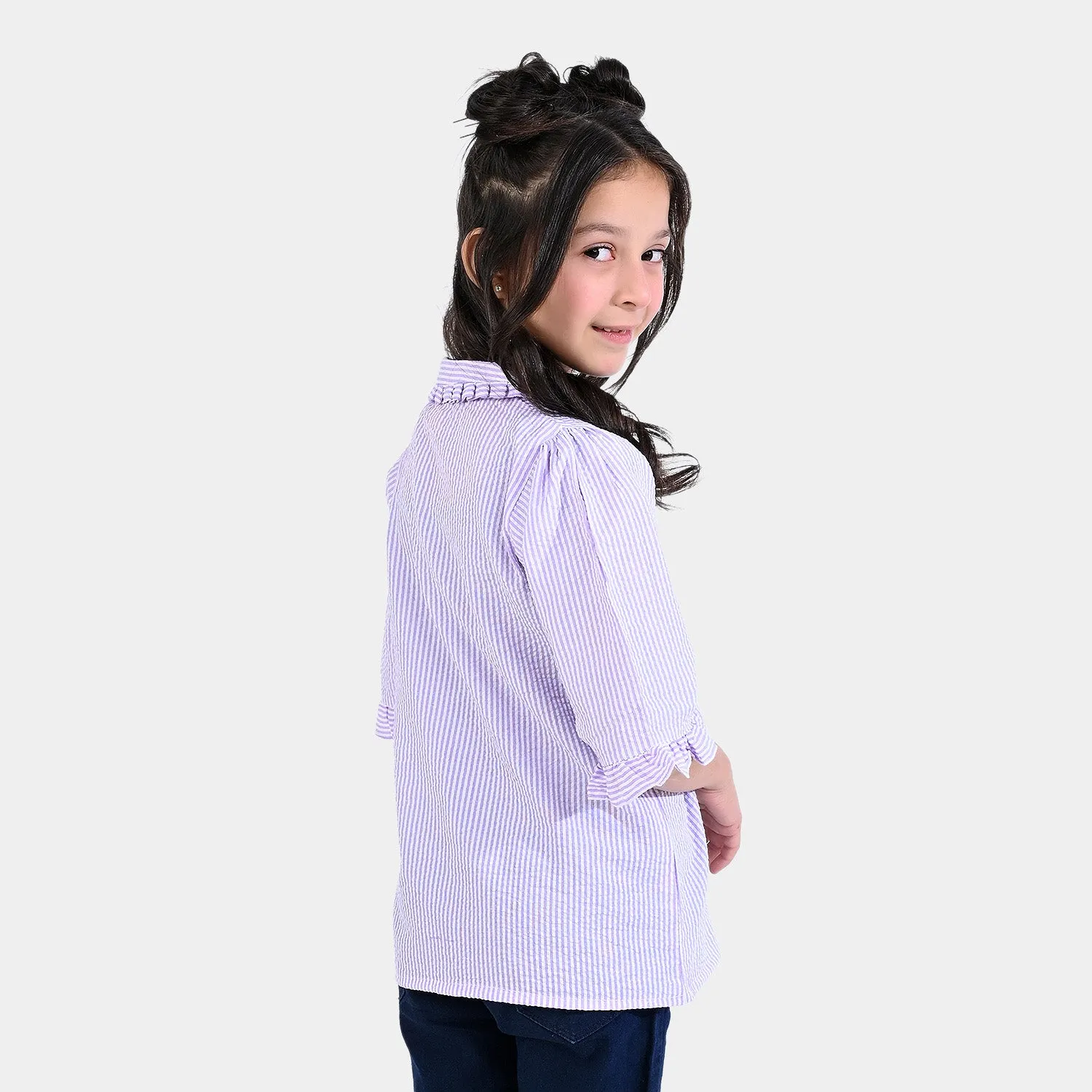 Girls Poly Cotton EMB Top Floral Fantasy-Lavender