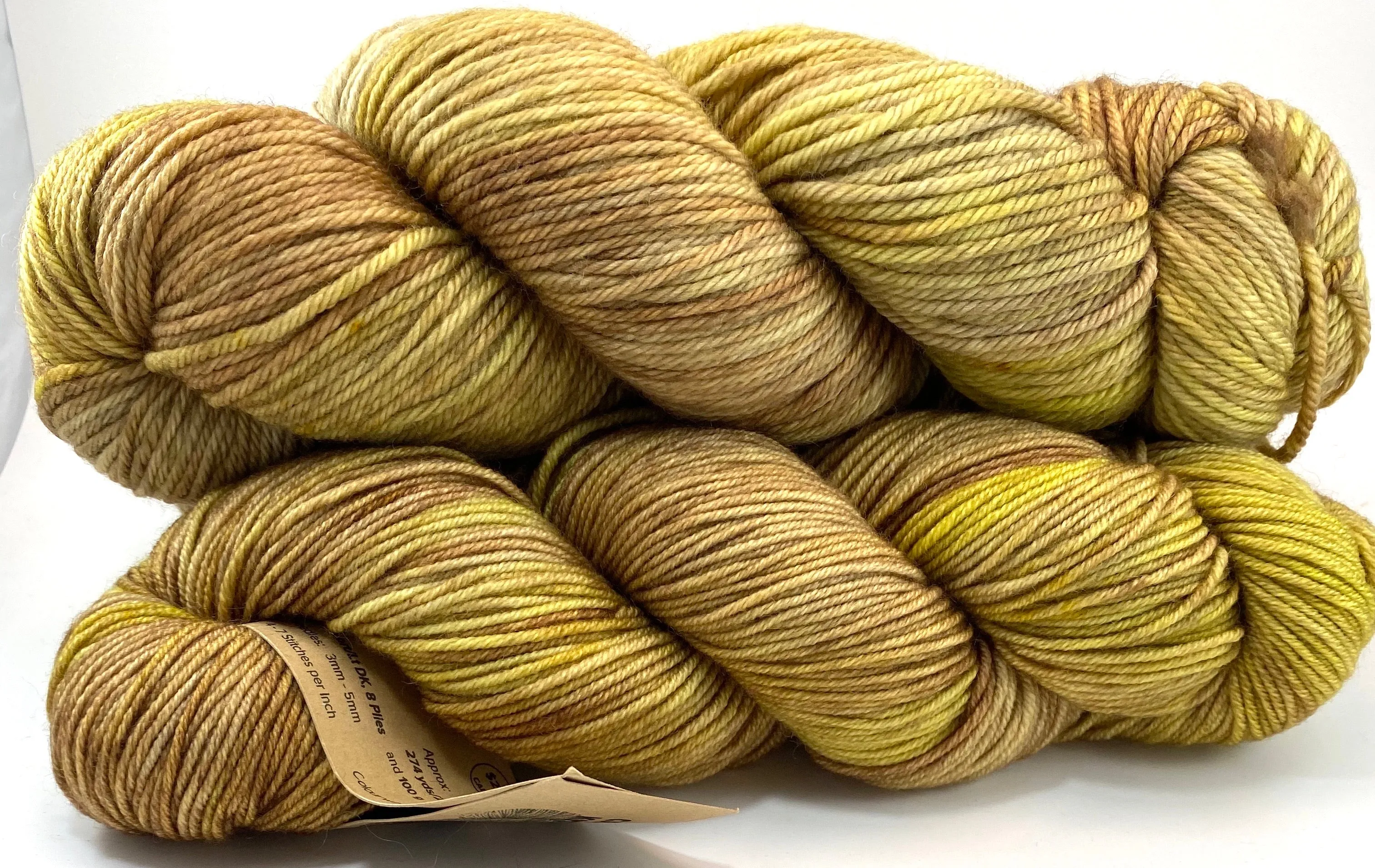 Hand Dyed Yarn "Chartrooze" Green Yellow Merino Superwash Sportweight DK 274yds 100g