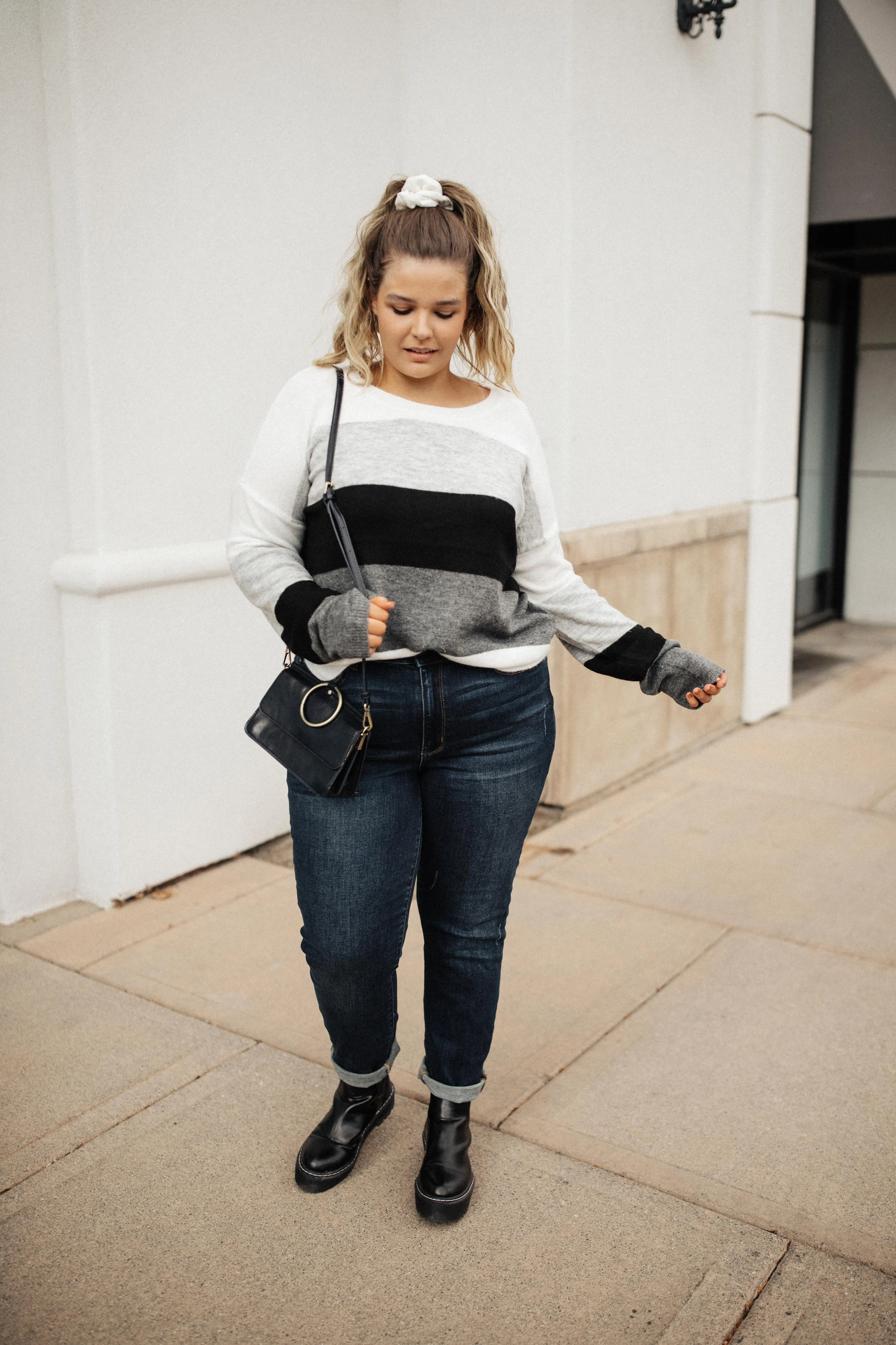 Heathered Heaven Striped Sweater In Winter Colors