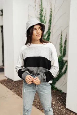 Heathered Heaven Striped Sweater In Winter Colors