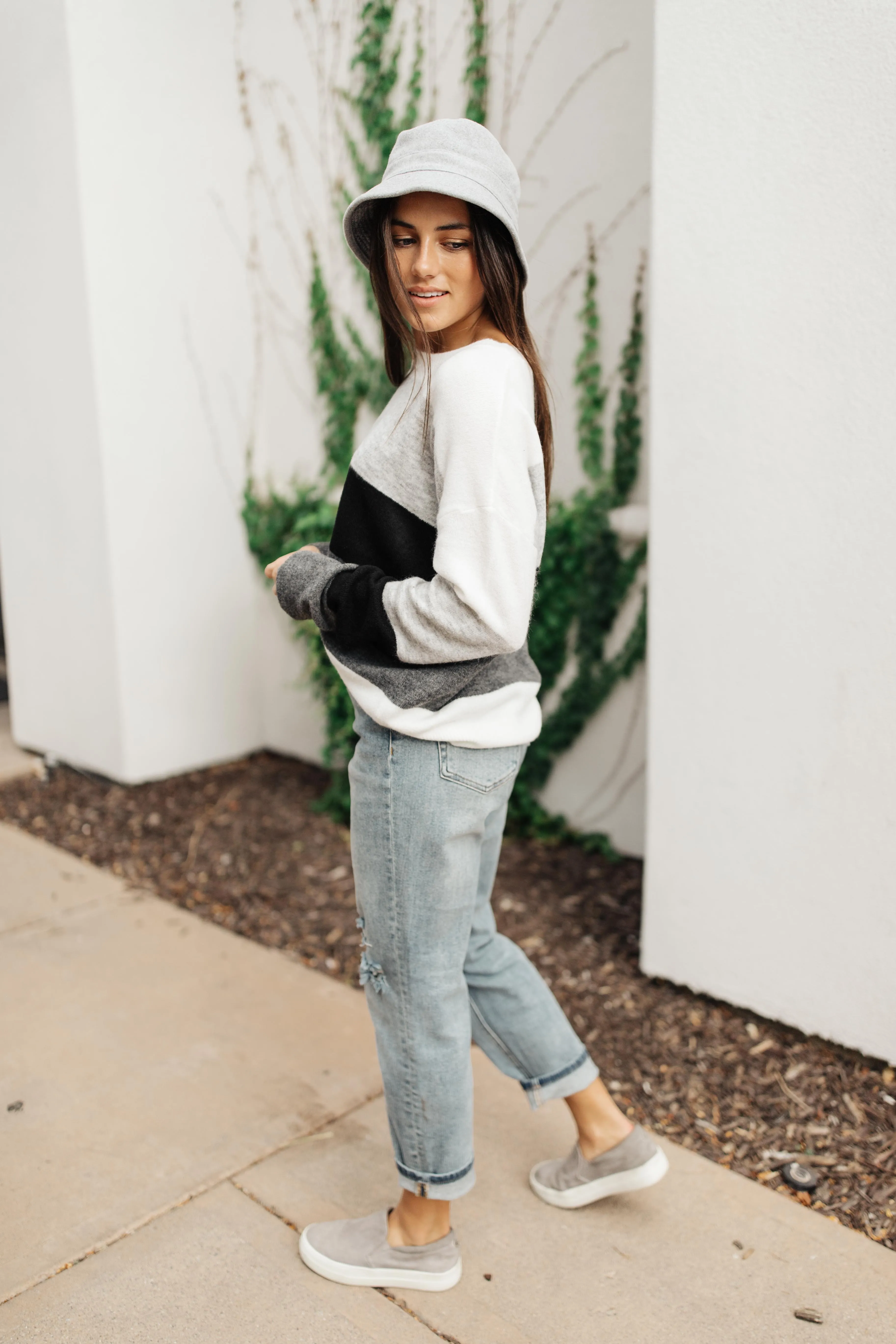 Heathered Heaven Striped Sweater In Winter Colors