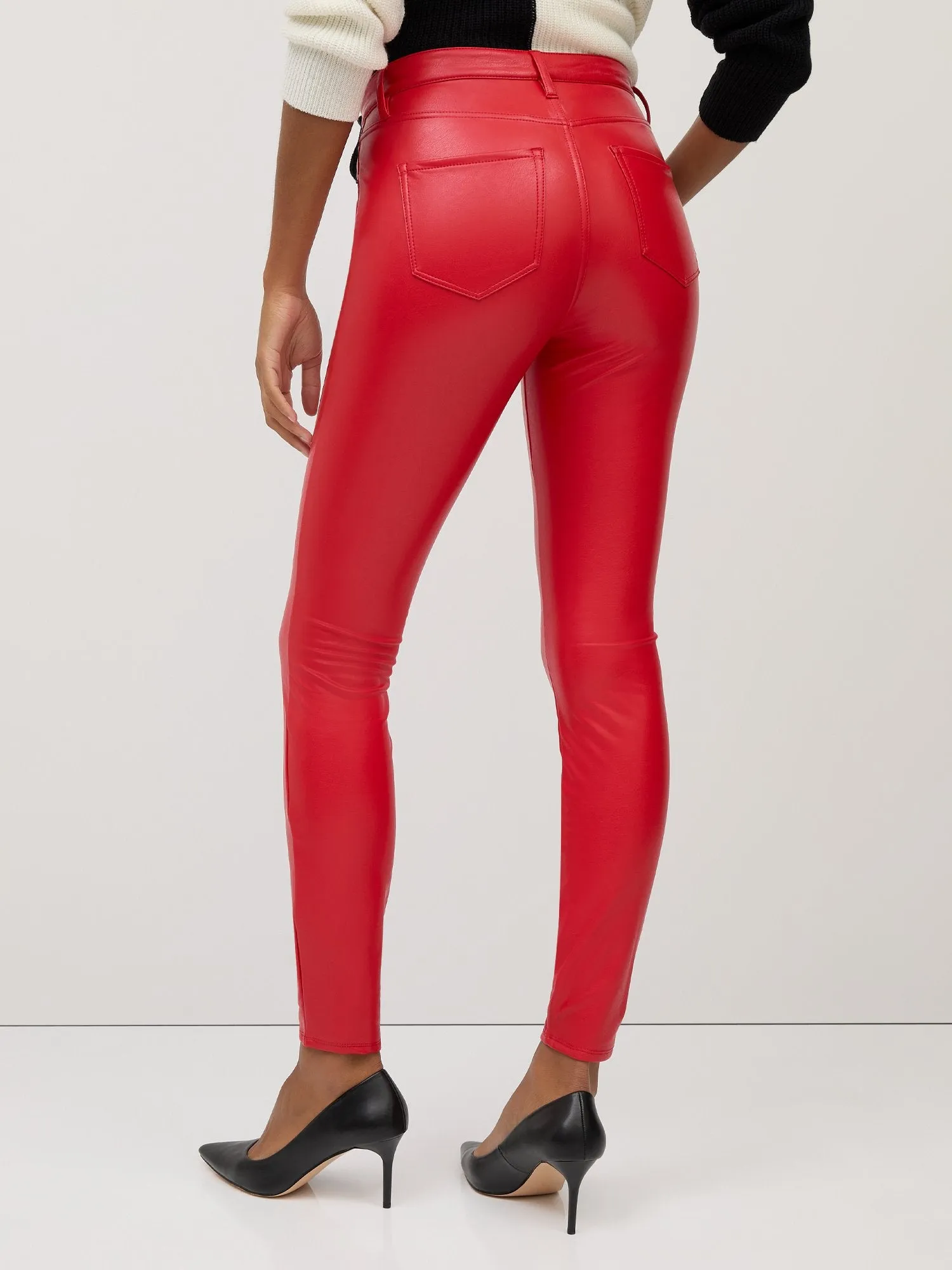 High-Waisted Faux-Leather Slim-Leg Pant