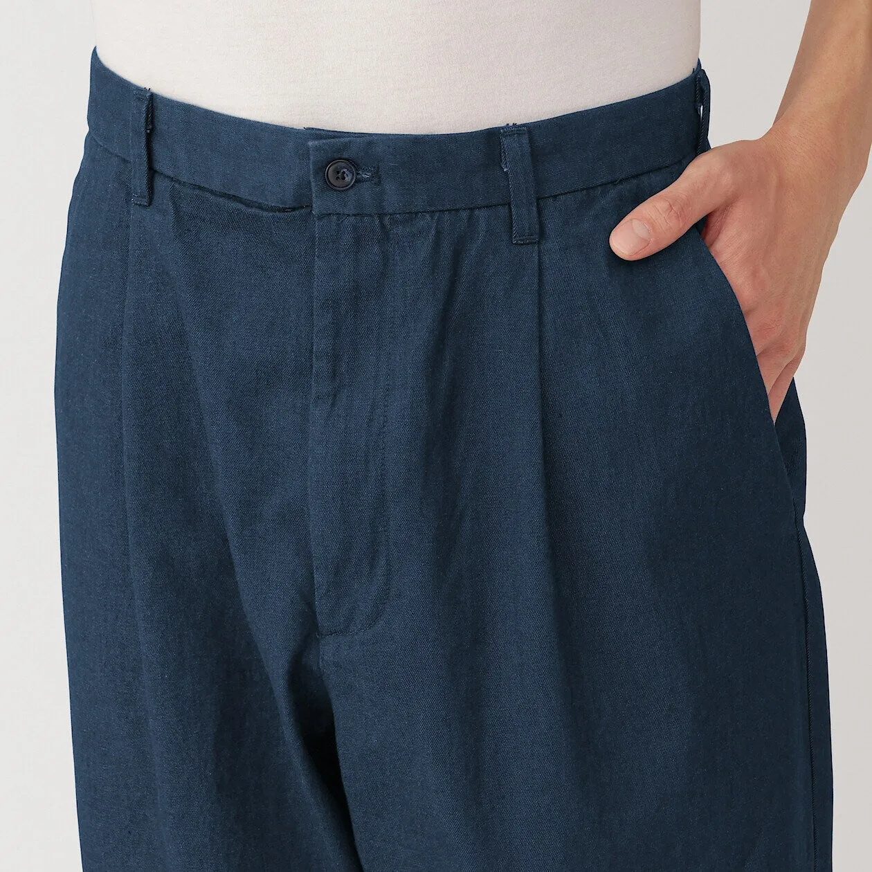 Indigo Tucked Wide Denim Pants