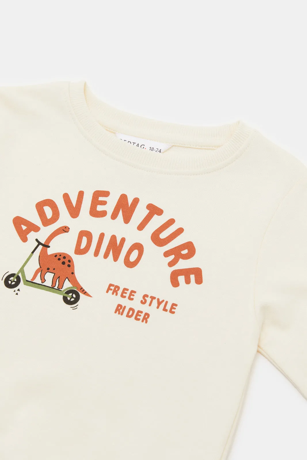 Infant Boys Ivory Dino Printed Sweatshirts