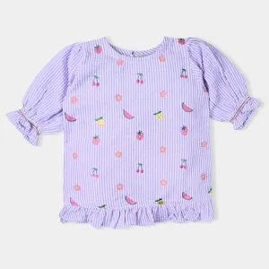 Infant Girls PC Jersey EMB Top Fruit Basket-Lavender