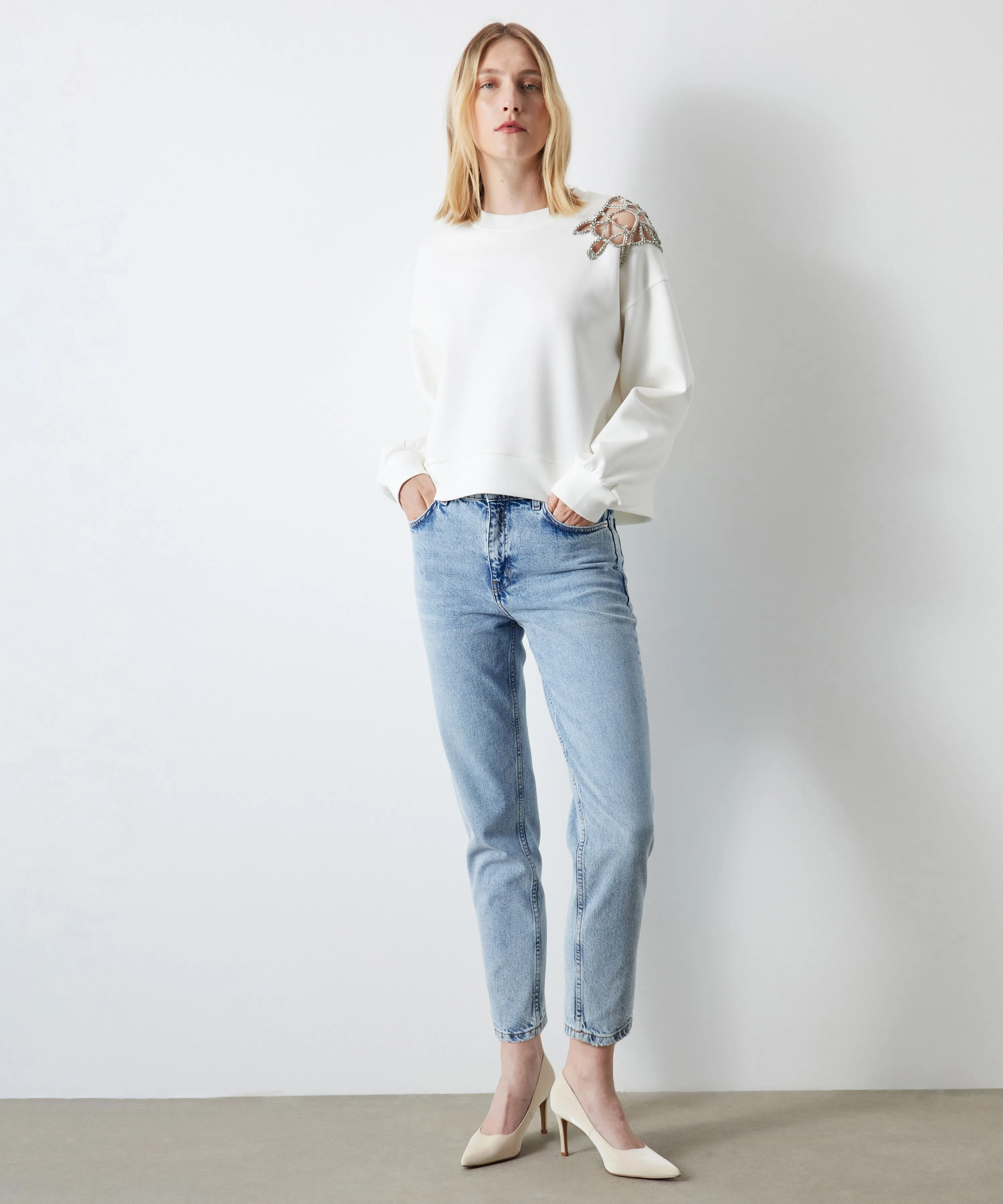 Ipekyol Stone-Embroidered Sweatshirt White