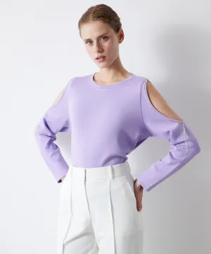 Ipekyol Stone Striped Cutout Sweatshirt Lilac