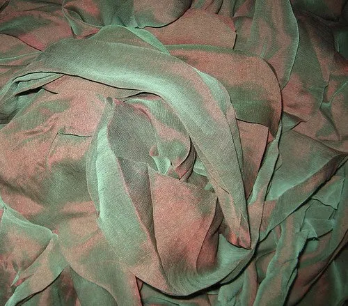 Irridescent Emerald Green colour Chiffon~Width 44&quot;