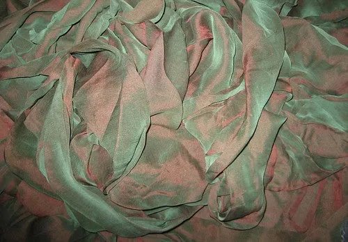 Irridescent Emerald Green colour Chiffon~Width 44&quot;