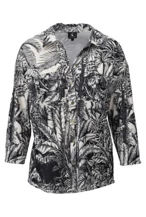 K-design - Oversized blouse met print, knopen en zakjes (A311P959)