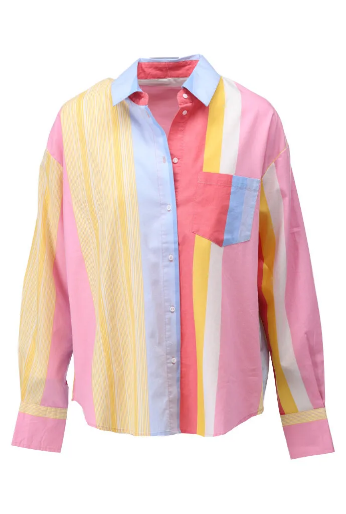 K-design - Oversized blouse met strepen (A752Multi color)