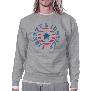 Liberty & Justice Unisex Graphic Sweatshirt Grey Crewneck Pullover