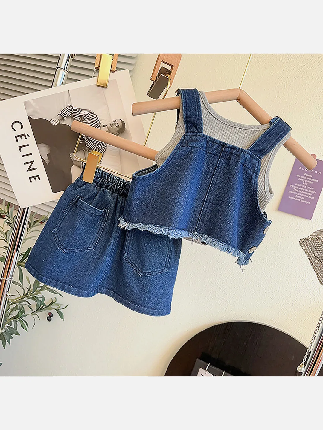 Little Surprise Box 3pcs Denim Skirt and Dungaree style clothing for Girls