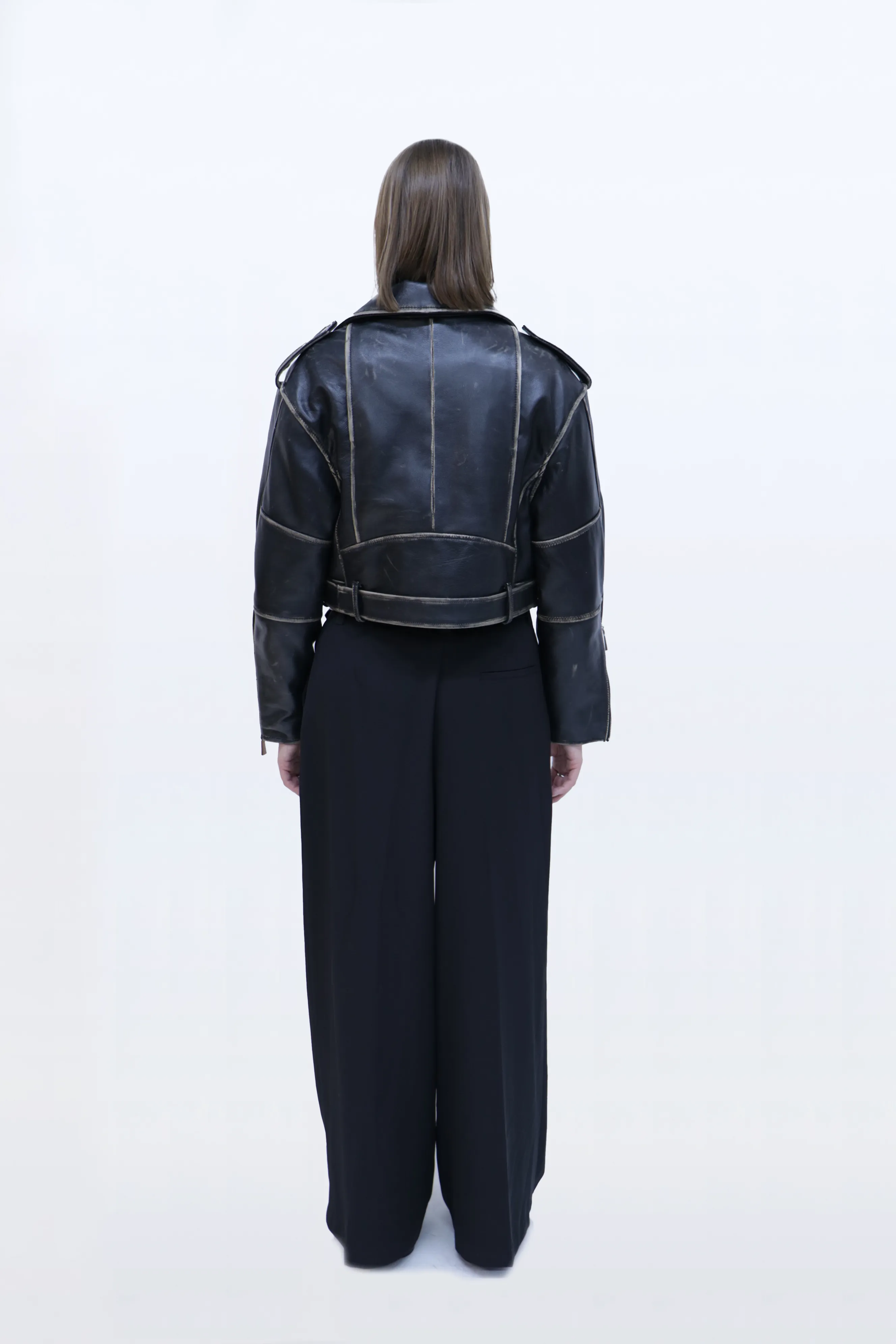 Loose Cropped Leather Perfecto Jacket