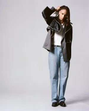 Loose Cropped Leather Perfecto Jacket