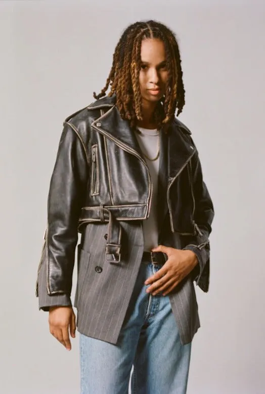 Loose Cropped Leather Perfecto Jacket