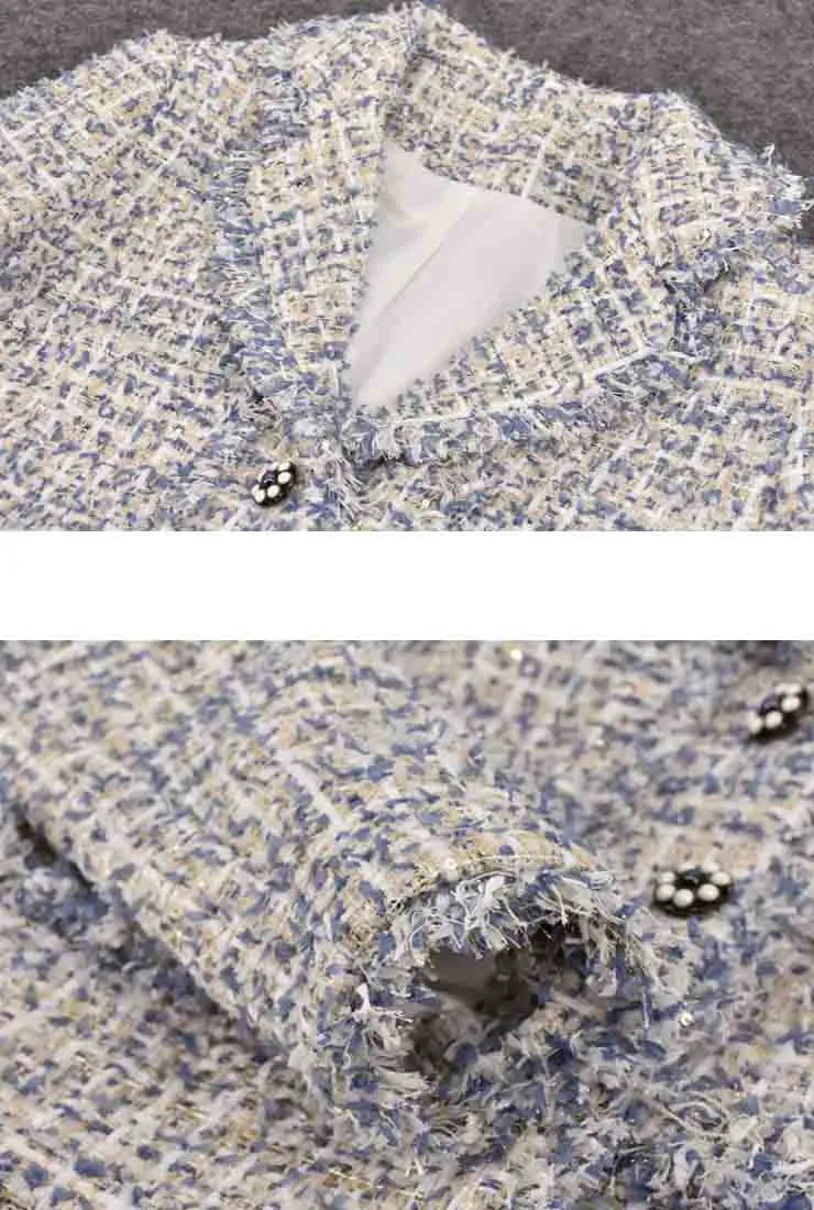 Luxe Single-breasted Tweed Jacket   Short Skirt Suit