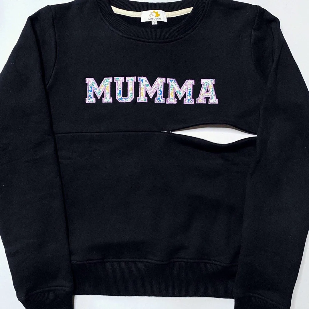 Luxury Liberty London ™ 'MUMMA' Appliqué Breastfeeding Sweatshirt