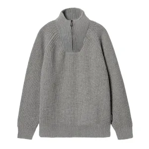 MARLON HALF ZIP SWEATER GREY HEATHER