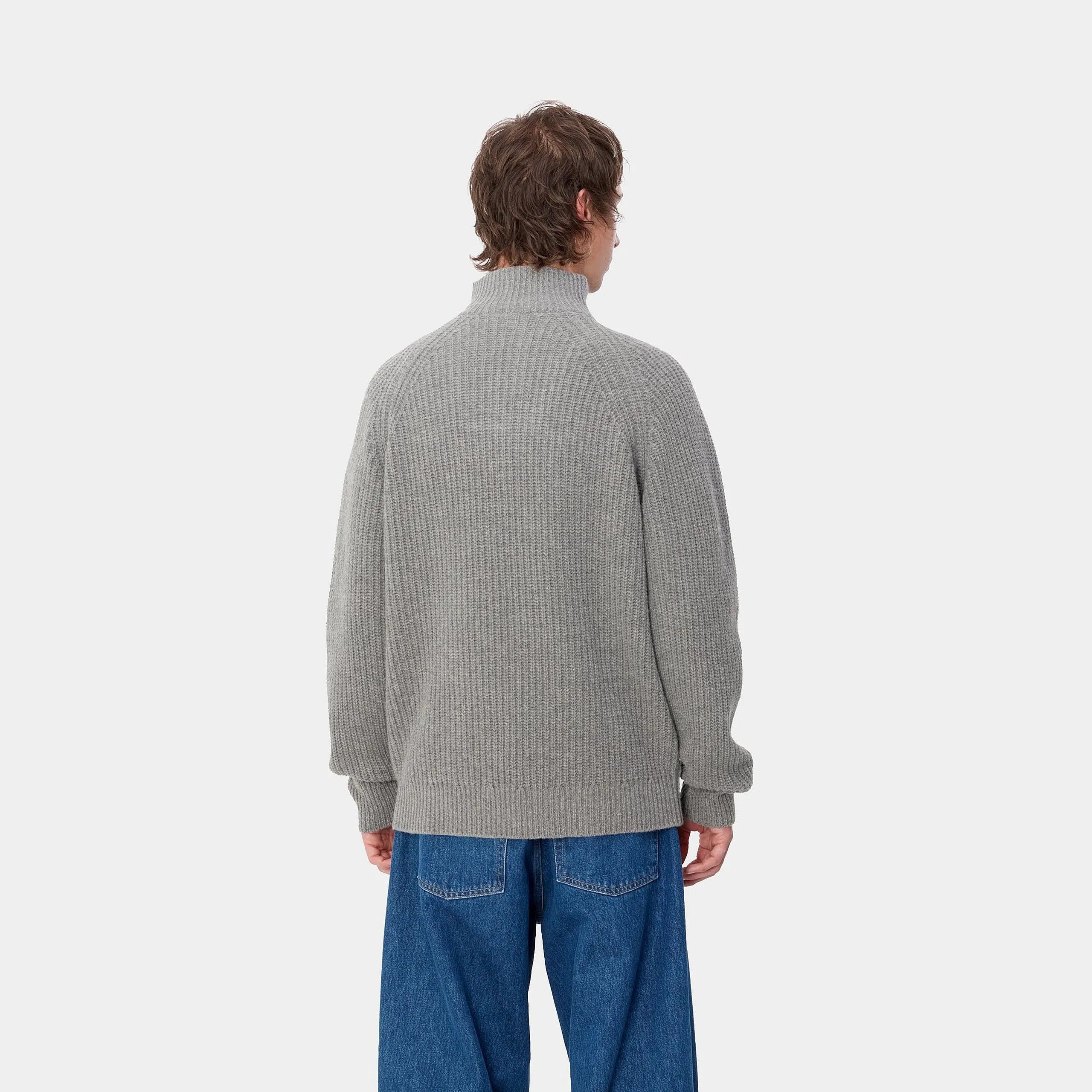 MARLON HALF ZIP SWEATER GREY HEATHER
