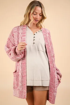 Melanie Cable Knit Open Front Cardigan