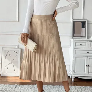 METAVERSMALL new solid color pleated skirt temperament commuting versatile pleated thin autumn and winter skirt