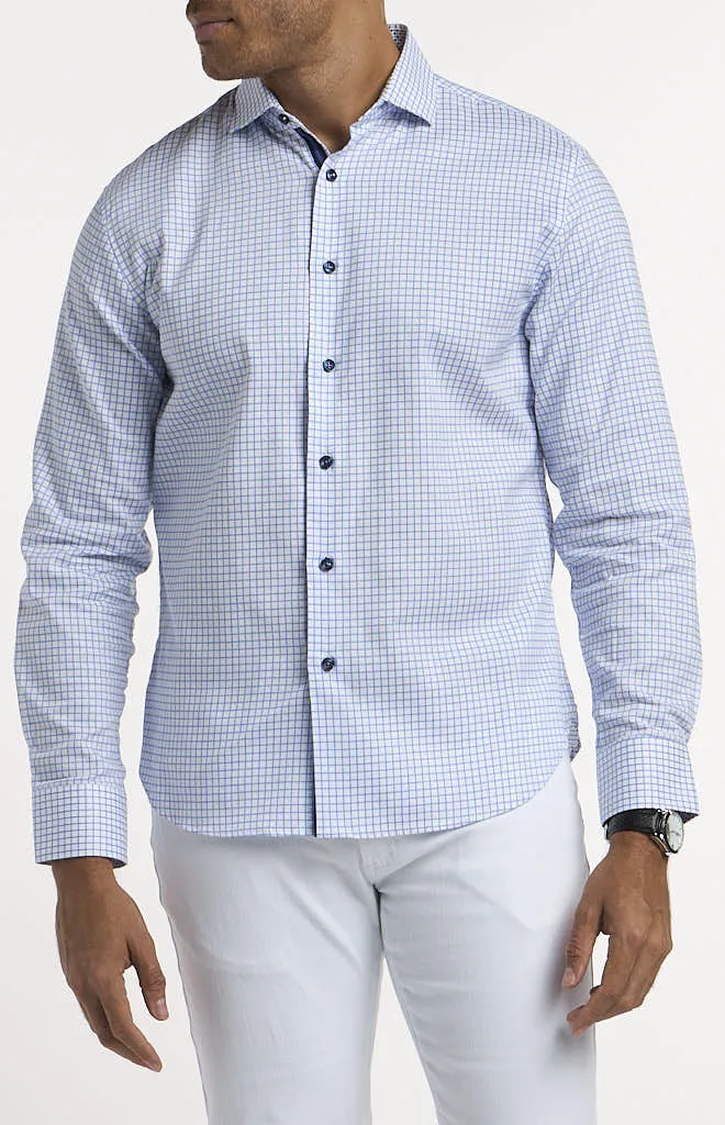 Michelsons of London Mini Check Hybrid Long-Sleeve Shirt