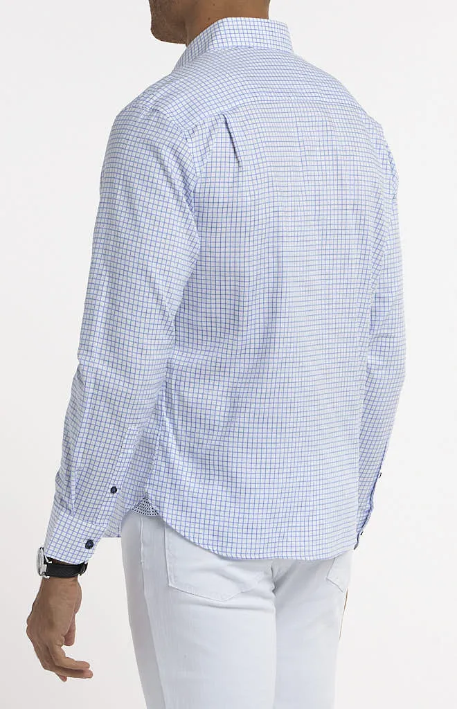 Michelsons of London Mini Check Hybrid Long-Sleeve Shirt