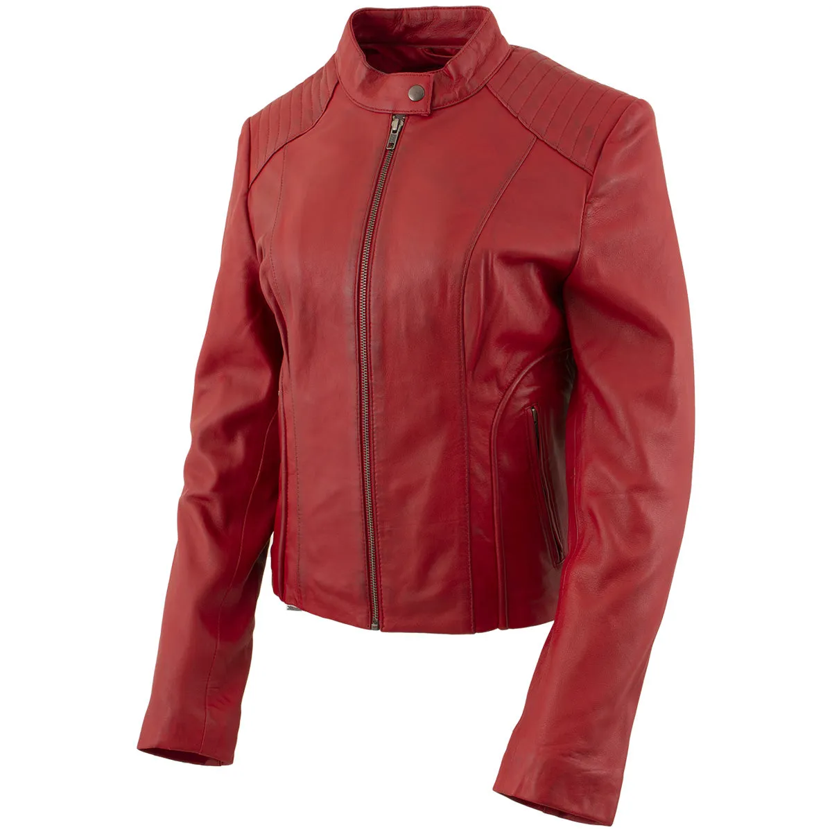 Milwaukee Leather LKL2738 Women's Red Premium Leather Scuba Style