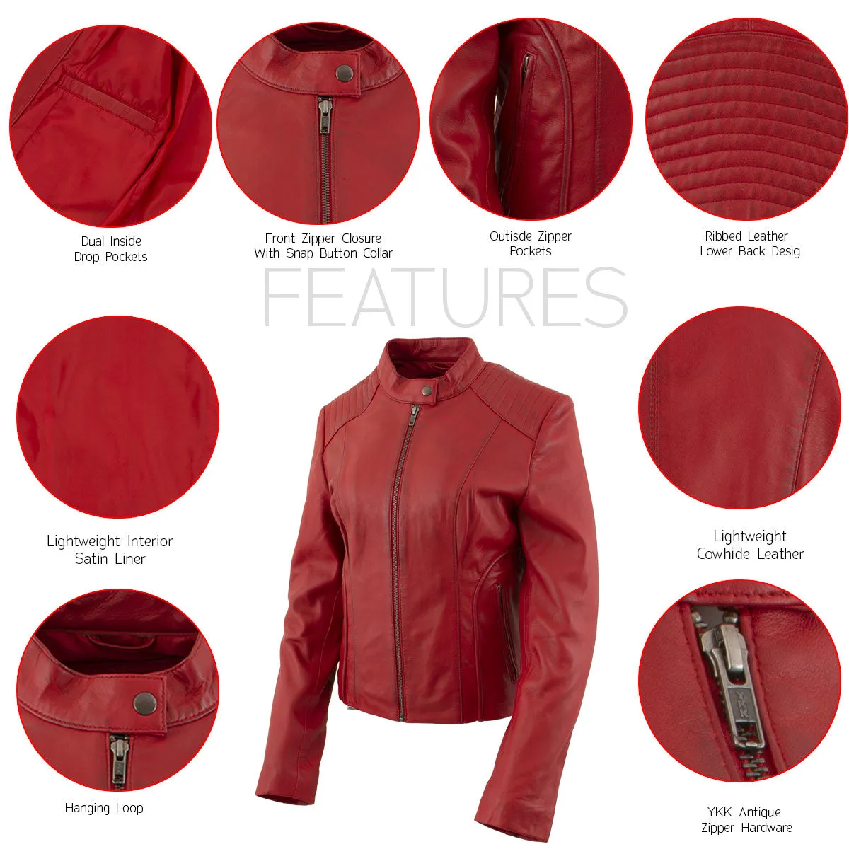 Milwaukee Leather LKL2738 Women's Red Premium Leather Scuba Style