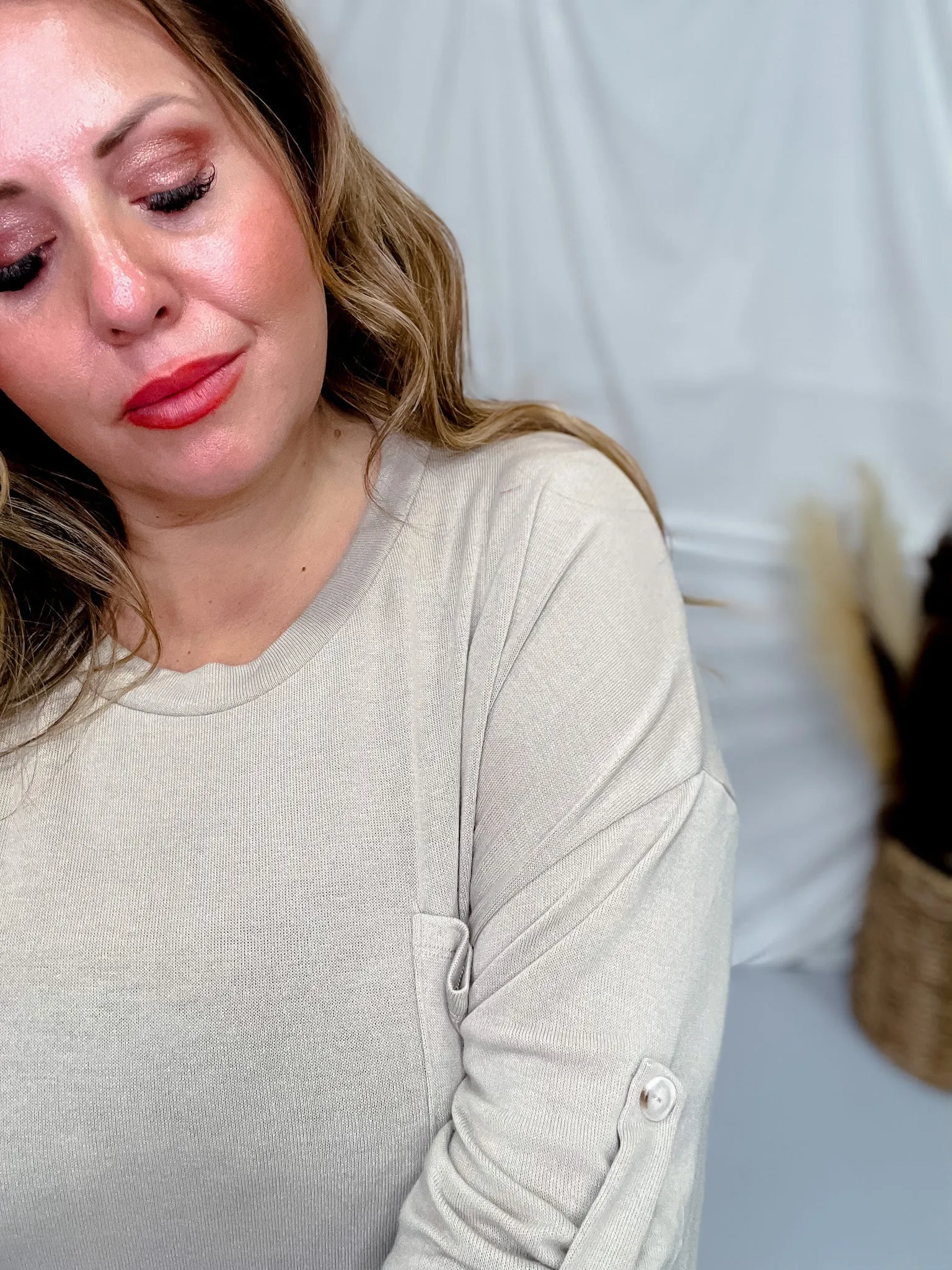 Oatmeal 3/4 Sleeve Boxy Top