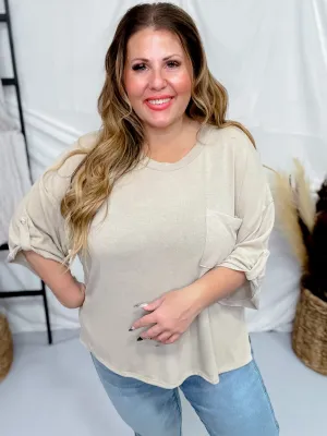 Oatmeal 3/4 Sleeve Boxy Top