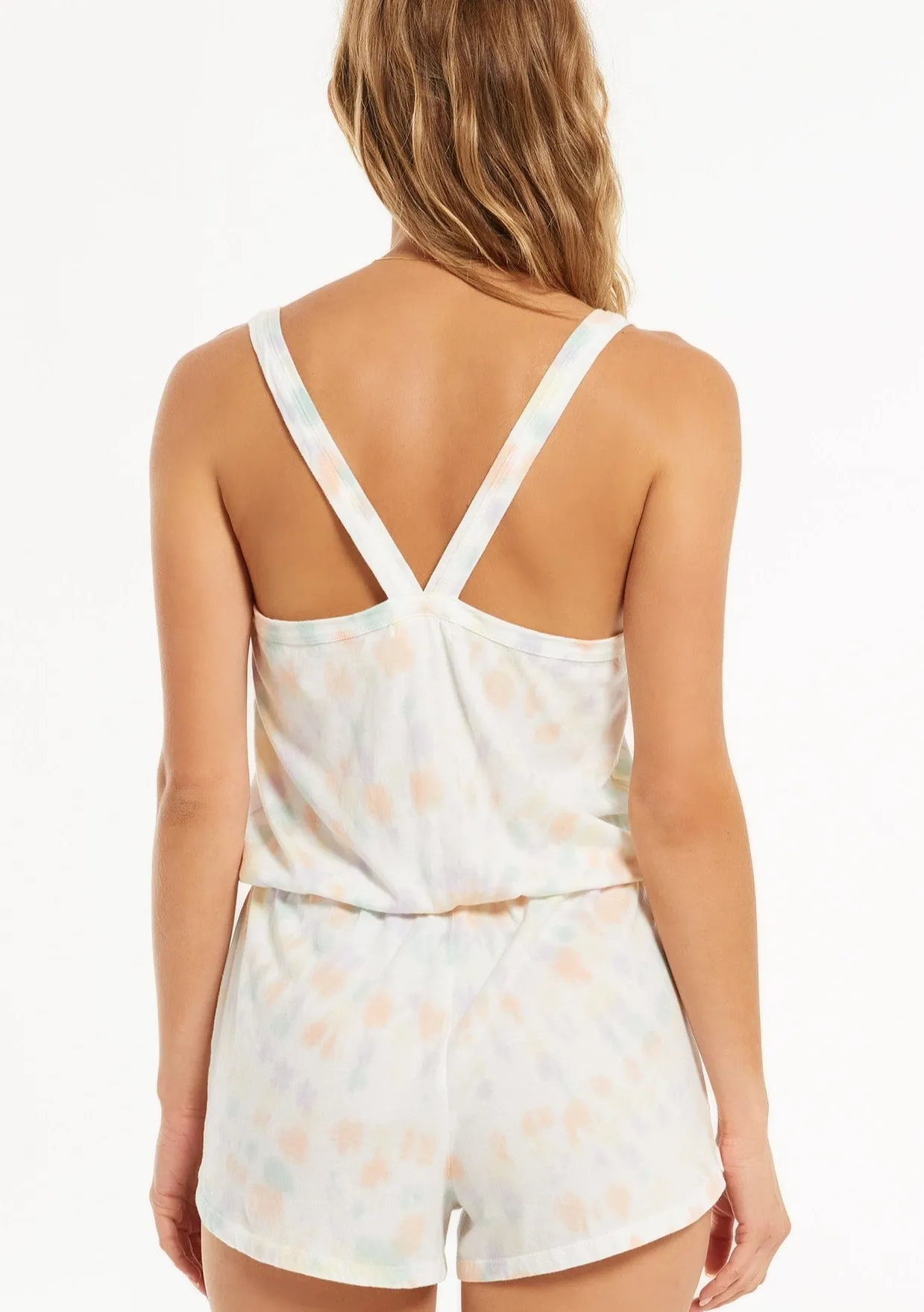 Organic Breezy Tie-Dye Romper | White