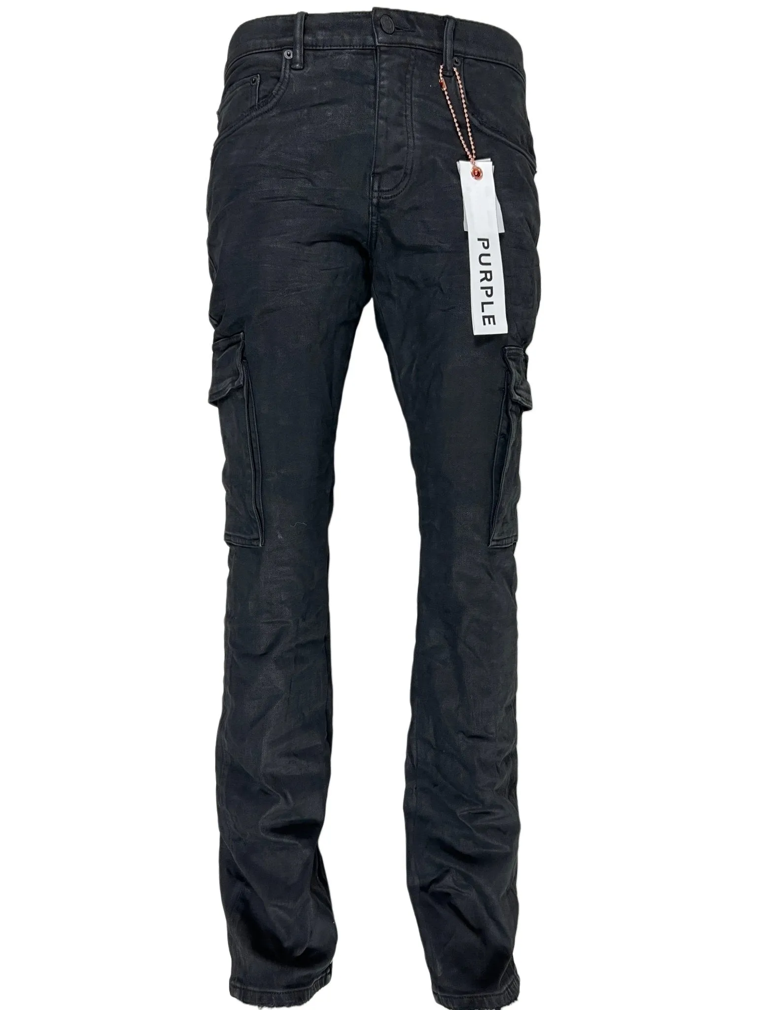 Purple Brand Jeans P004-BLRC Black Resin Cargo Flare Black