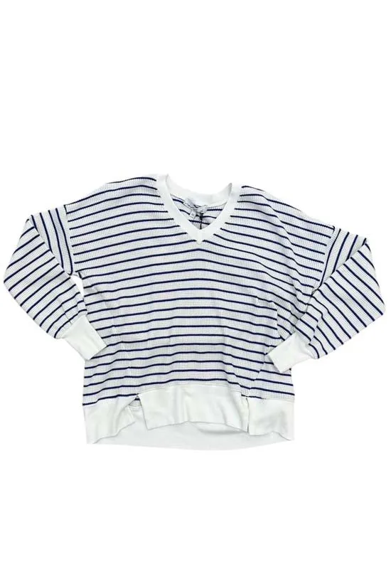 Red Haute - V-Neck Striped Top Royal