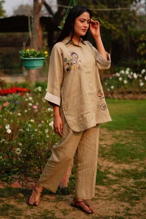 Sage Linen Embroidered Shirt