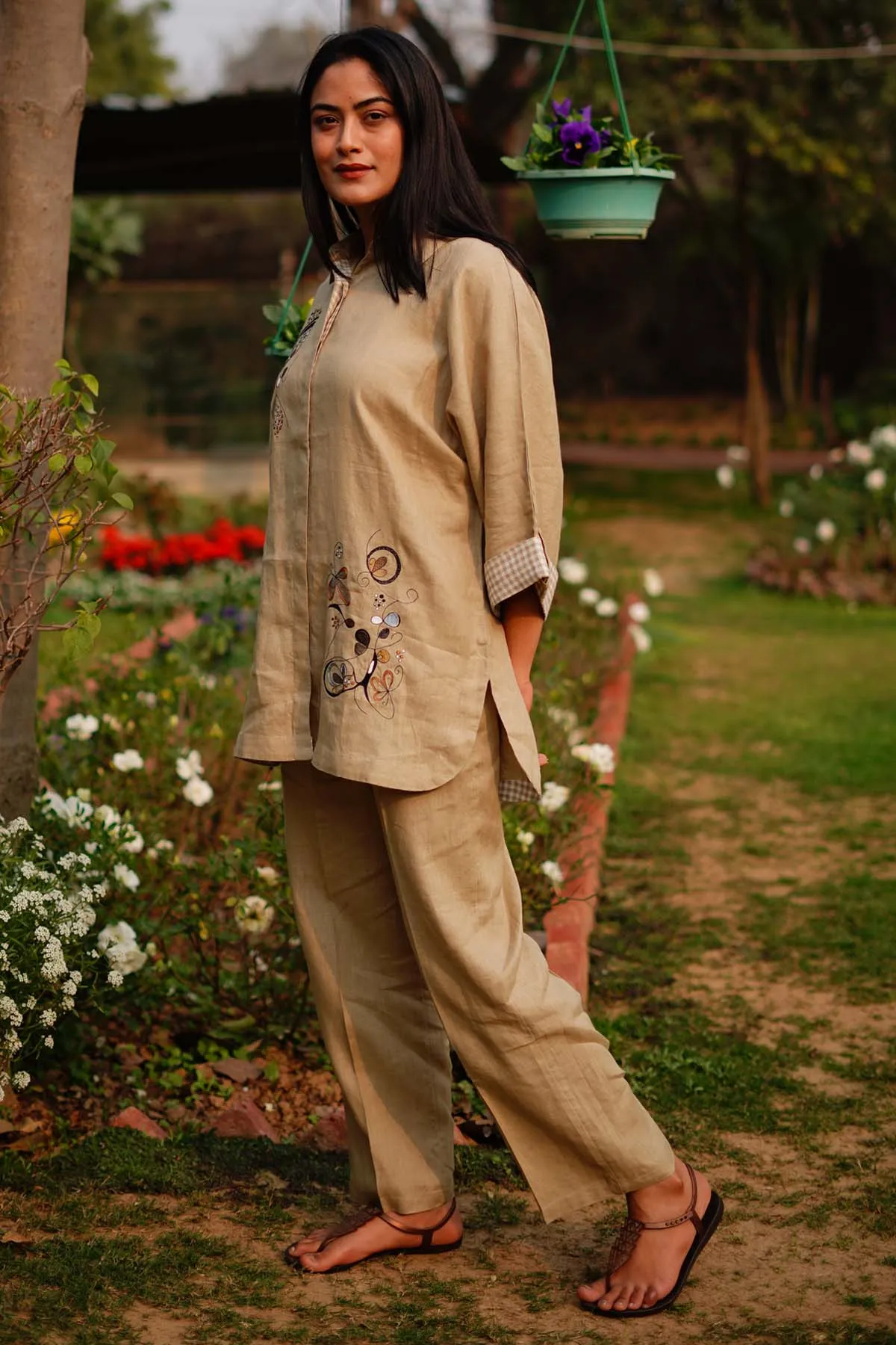 Sage Linen Embroidered Shirt