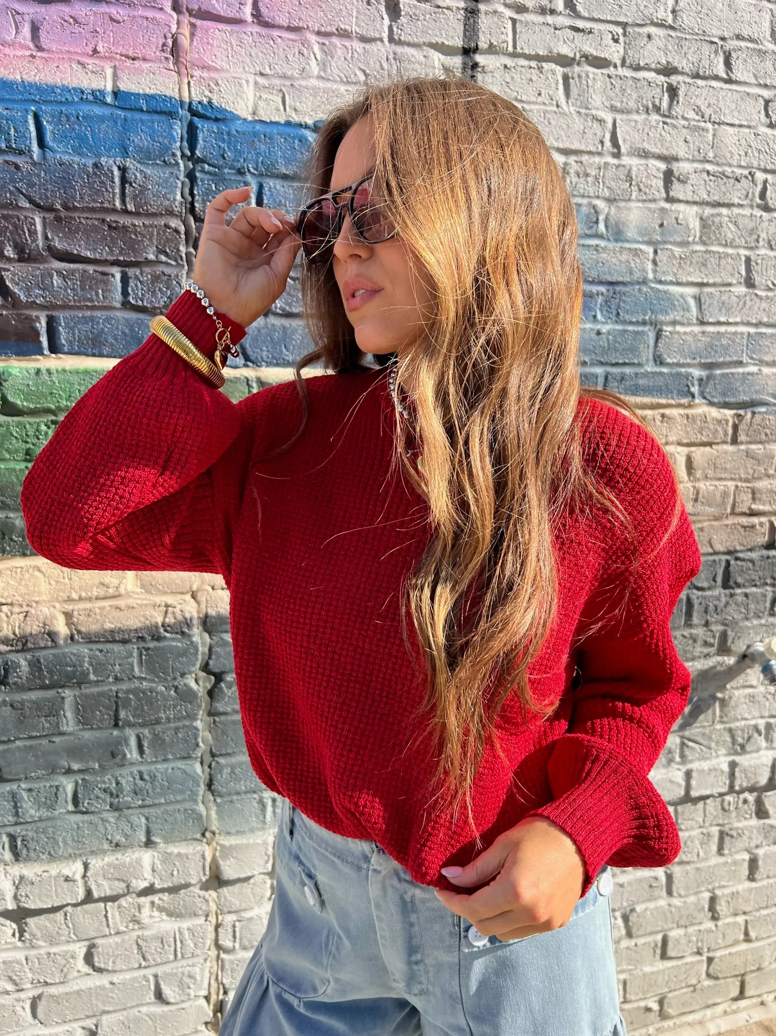 Sage The Label | Ada Balloon Sleeve Sweater Red