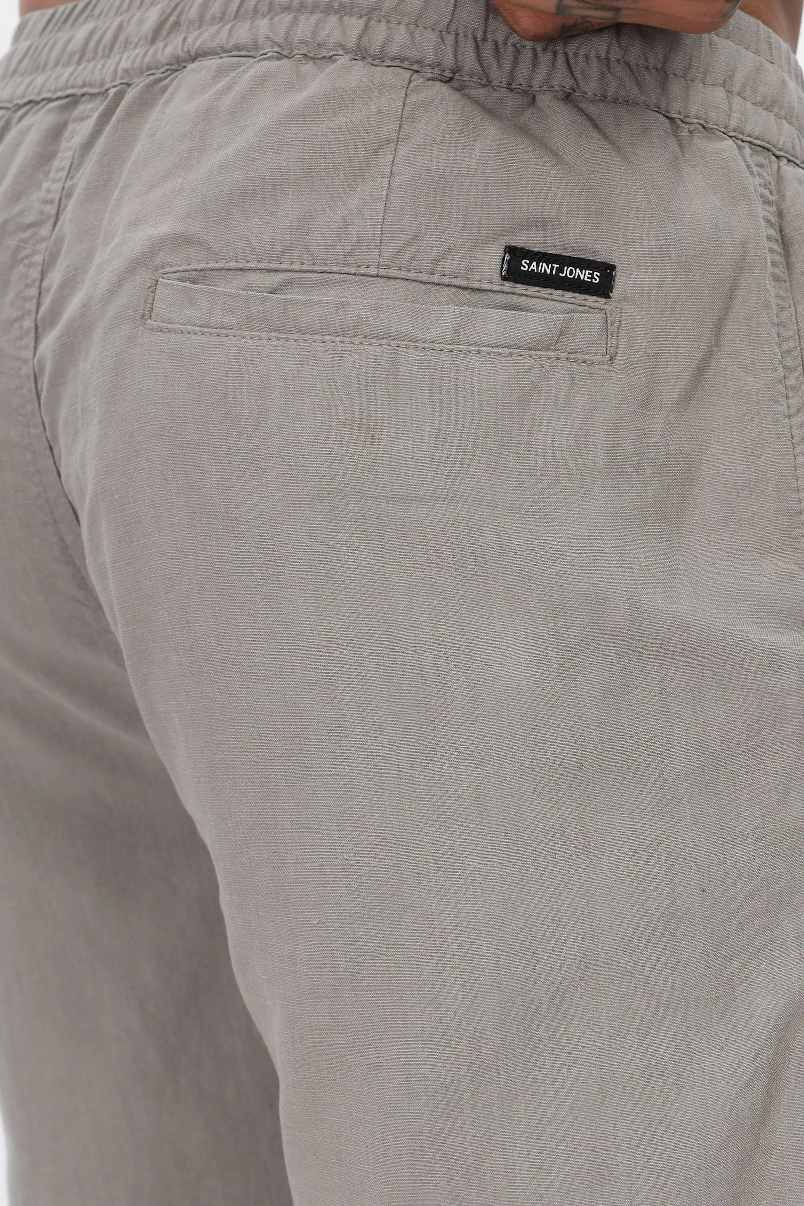 SAINTJONES-LIGHT GREY LINEN PANTS