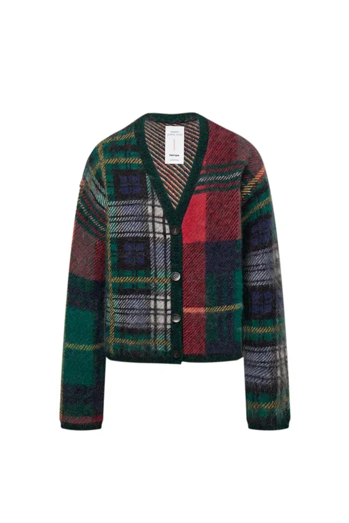 Scottic Plaid Jacquard Cardigan in Baby Alpaca-Merino Blend