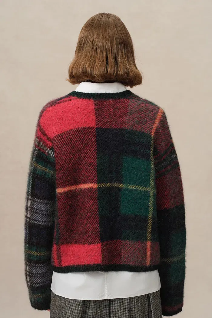 Scottic Plaid Jacquard Cardigan in Baby Alpaca-Merino Blend