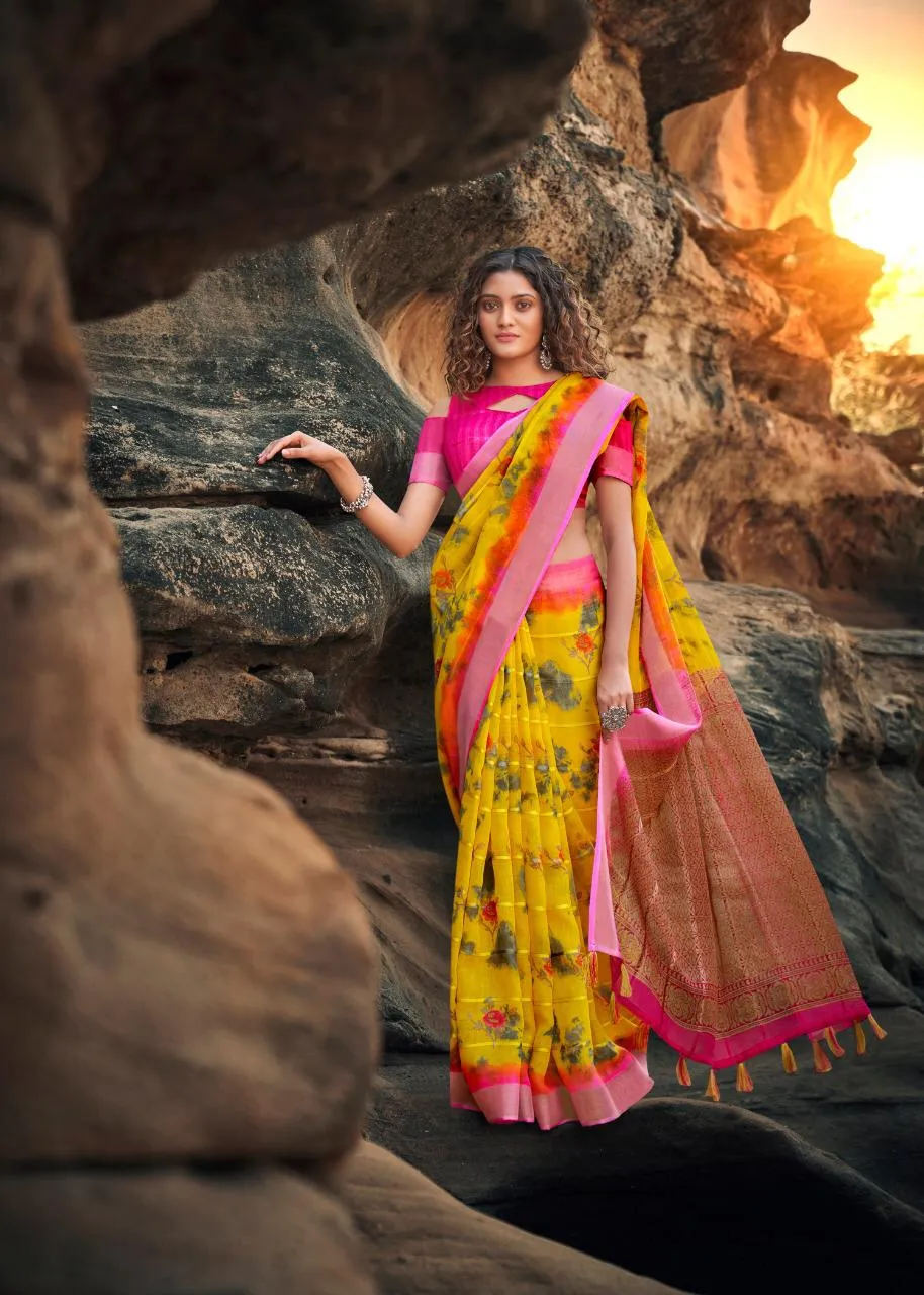 Shreyans Fashion Launched Manyawar Pattu Linen Casual Wear Sarees Collection