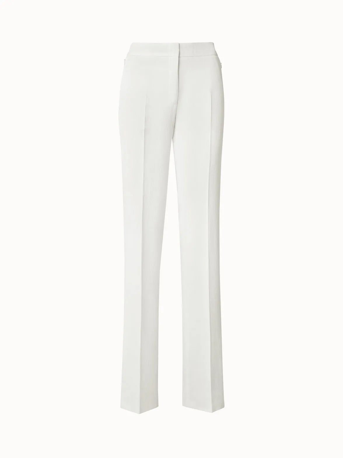 Straight Structured Cotton Silk Double-Face Pants