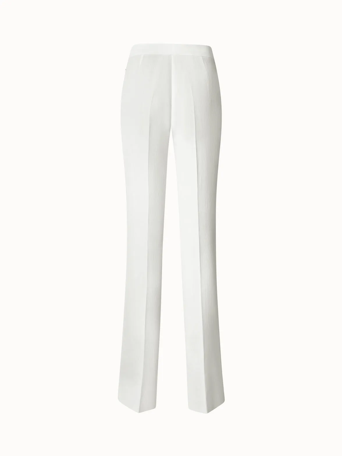 Straight Structured Cotton Silk Double-Face Pants