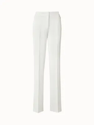 Straight Structured Cotton Silk Double-Face Pants